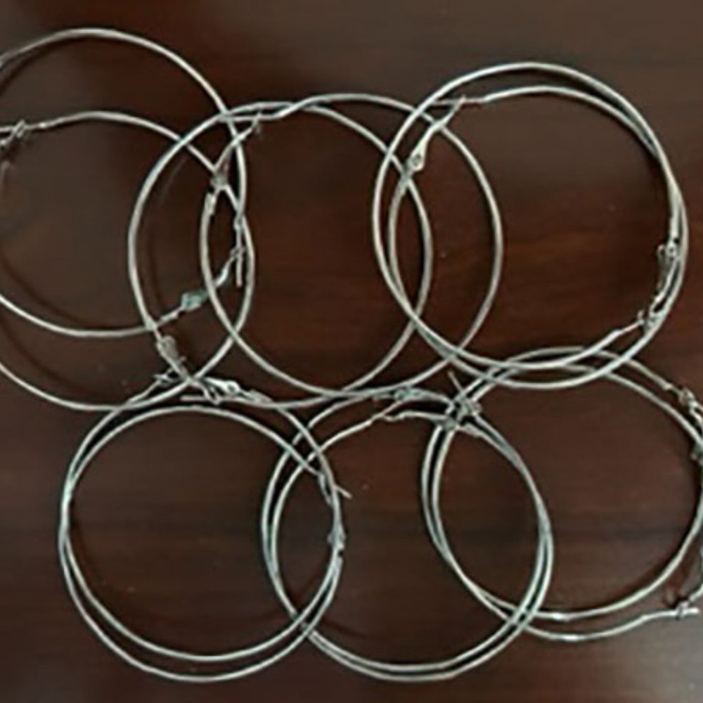 6 pairs of Silver Hoops earrings 2.25"  brand new